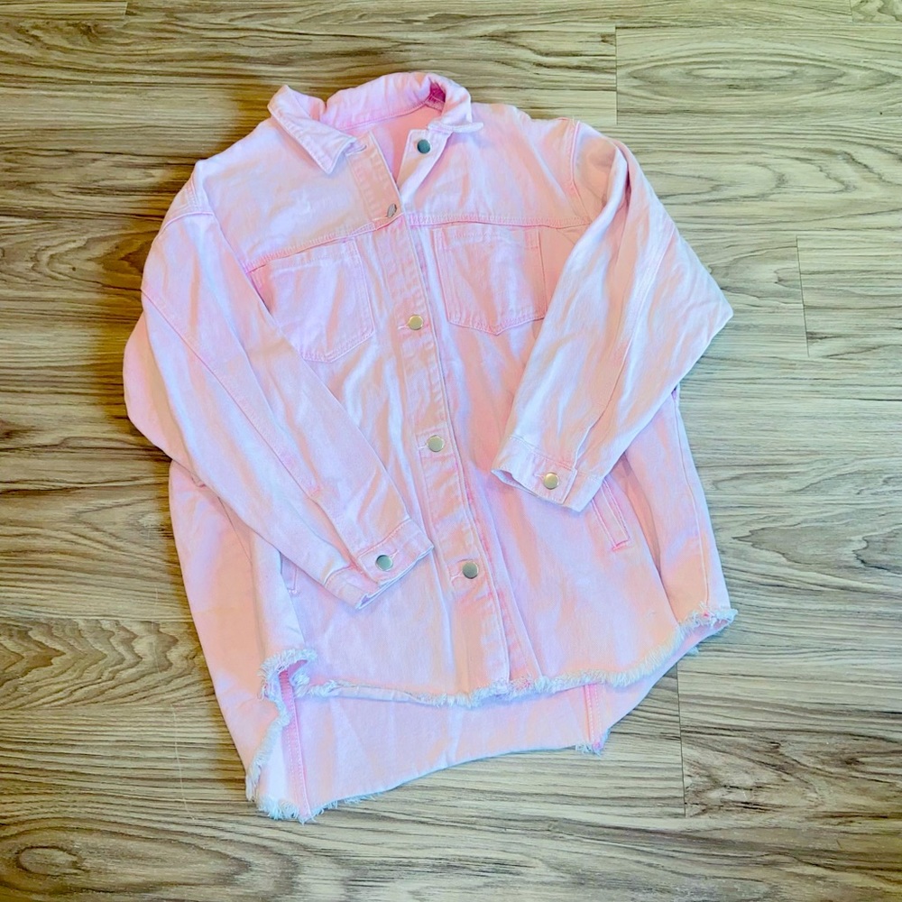 (M) light pink oversize jean jacket